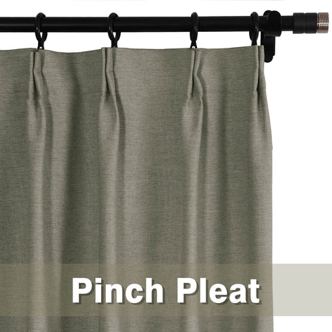 Frank Heavyweight Linen Blend Blackout Curtains - Thermal Insulated, Room Darkening, Pinch Pleat Drapes - Cololeaf