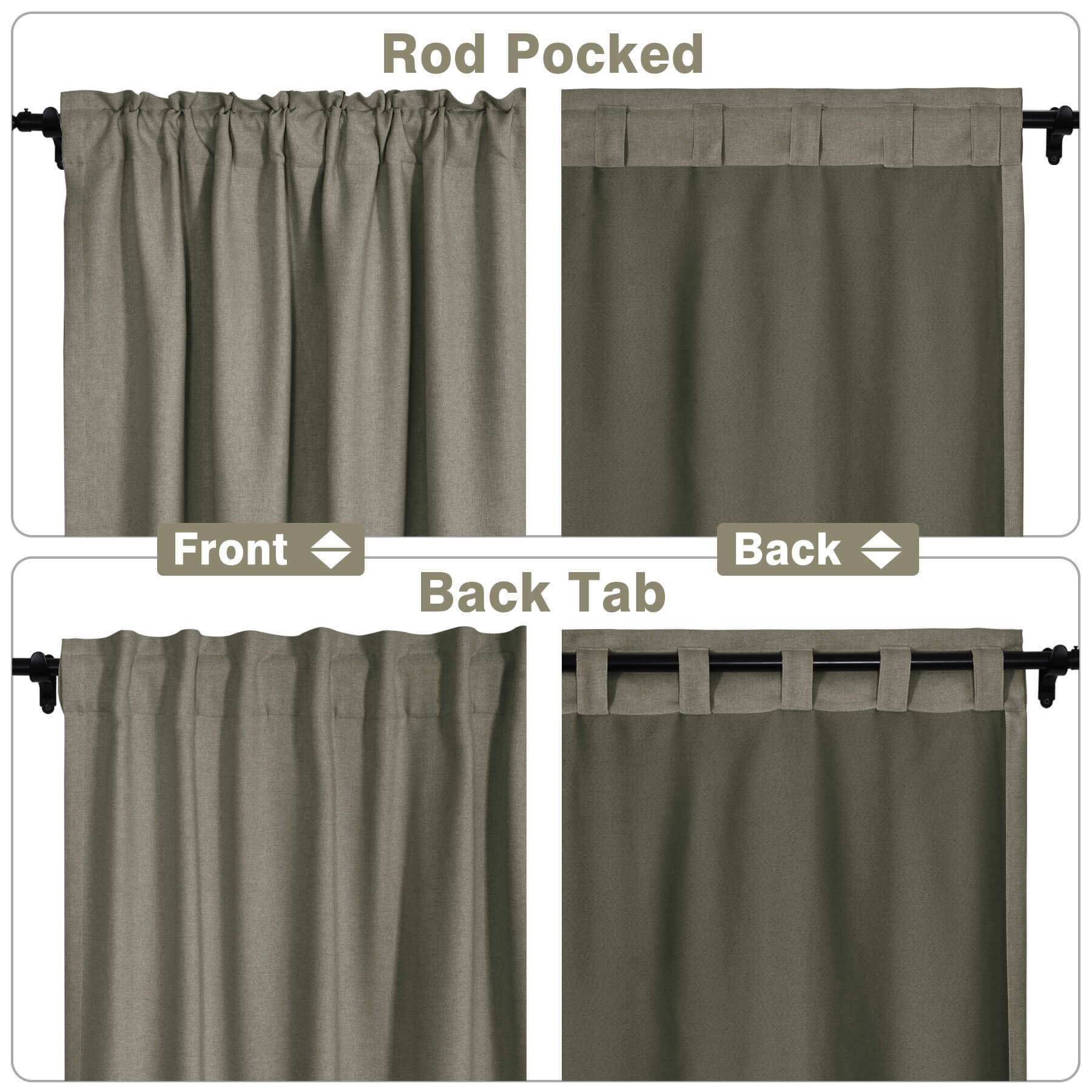 Frank Room Darkening Linen Blend Curtains Heavy Weight Thermal Blackout Drapes Back Tab & Rod Pocket - Cololeaf -- #07 Sand Beige