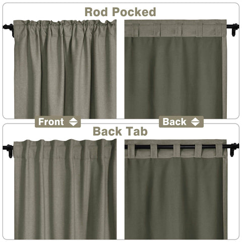 Frank Room Darkening Linen Blend Curtains Heavy Weight Thermal Blackout Drapes Back Tab & Rod Pocket - Cololeaf -- #07 Sand Beige