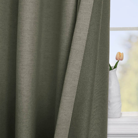 Frank Heavyweight Linen Blend Blackout Curtains - Thermal Insulated, Room Darkening, Pinch Pleat Drapes - Cololeaf