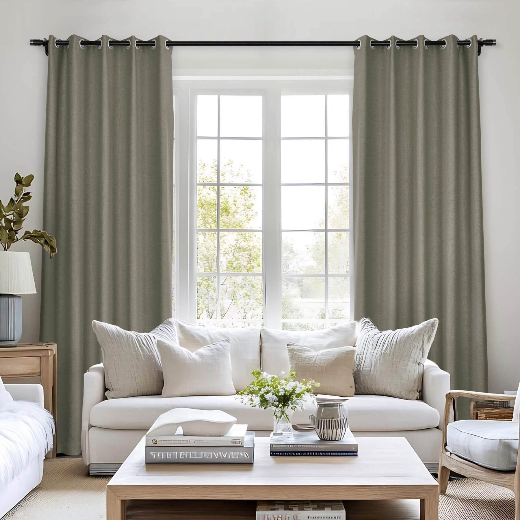 Frank Room Darkening Linen Blend Curtains Heavy Weight Thermal Blackout Drapes Grommet - Cololeaf -- #01 Ivory White