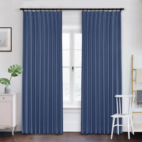 Frank Heavyweight Linen Blend Blackout Curtains - Thermal Insulated, Room Darkening, Pinch Pleat Drapes - Cololeaf -- #01 Ivory White