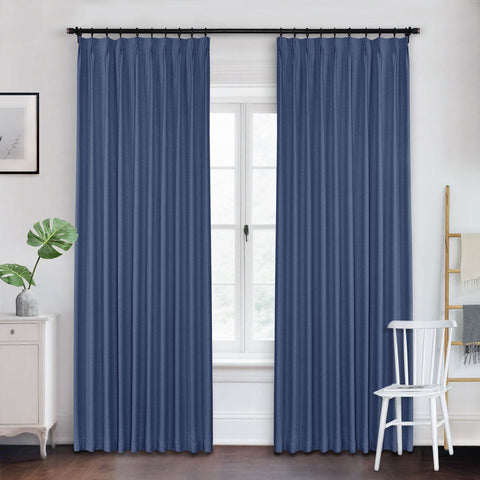 Frank Heavyweight Linen Blend Blackout Curtains - Thermal Insulated, Room Darkening, Pinch Pleat Drapes - Cololeaf