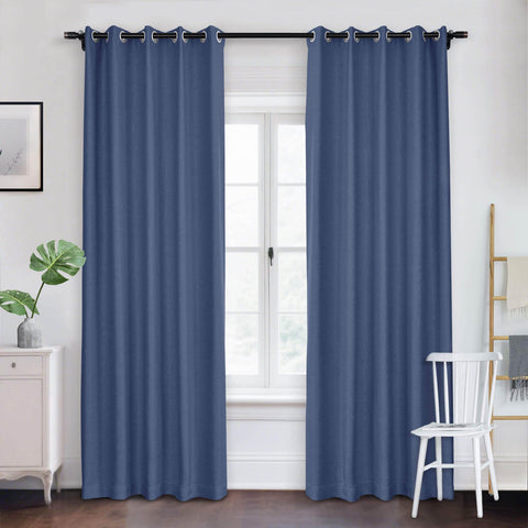 Frank Room Darkening Linen Blend Curtains Heavy Weight Thermal Blackout Drapes Grommet - Cololeaf -- #01 Ivory White