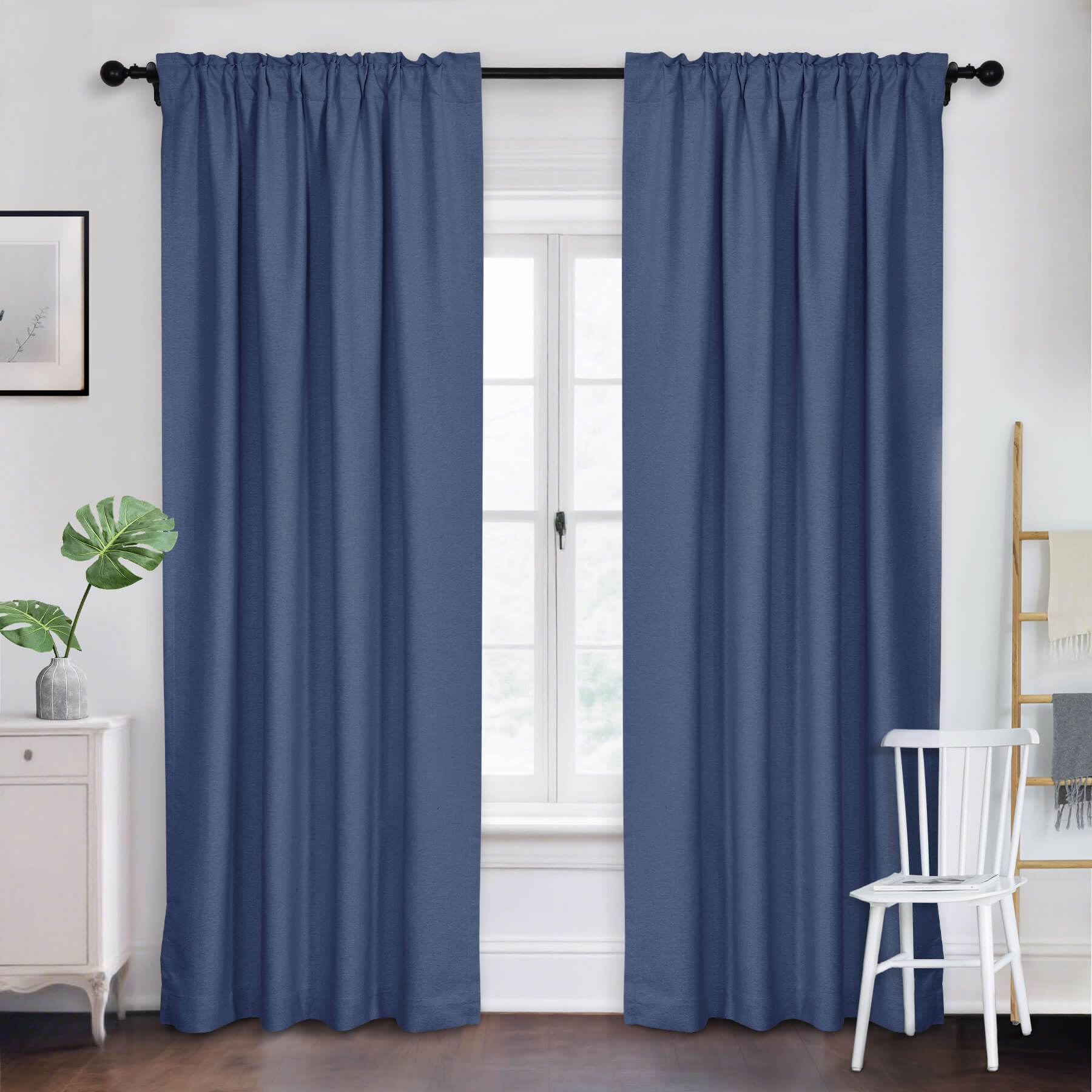 Frank Room Darkening Linen Blend Curtains Heavy Weight Thermal Blackout Drapes Back Tab & Rod Pocket - Cololeaf -- #07 Sand Beige