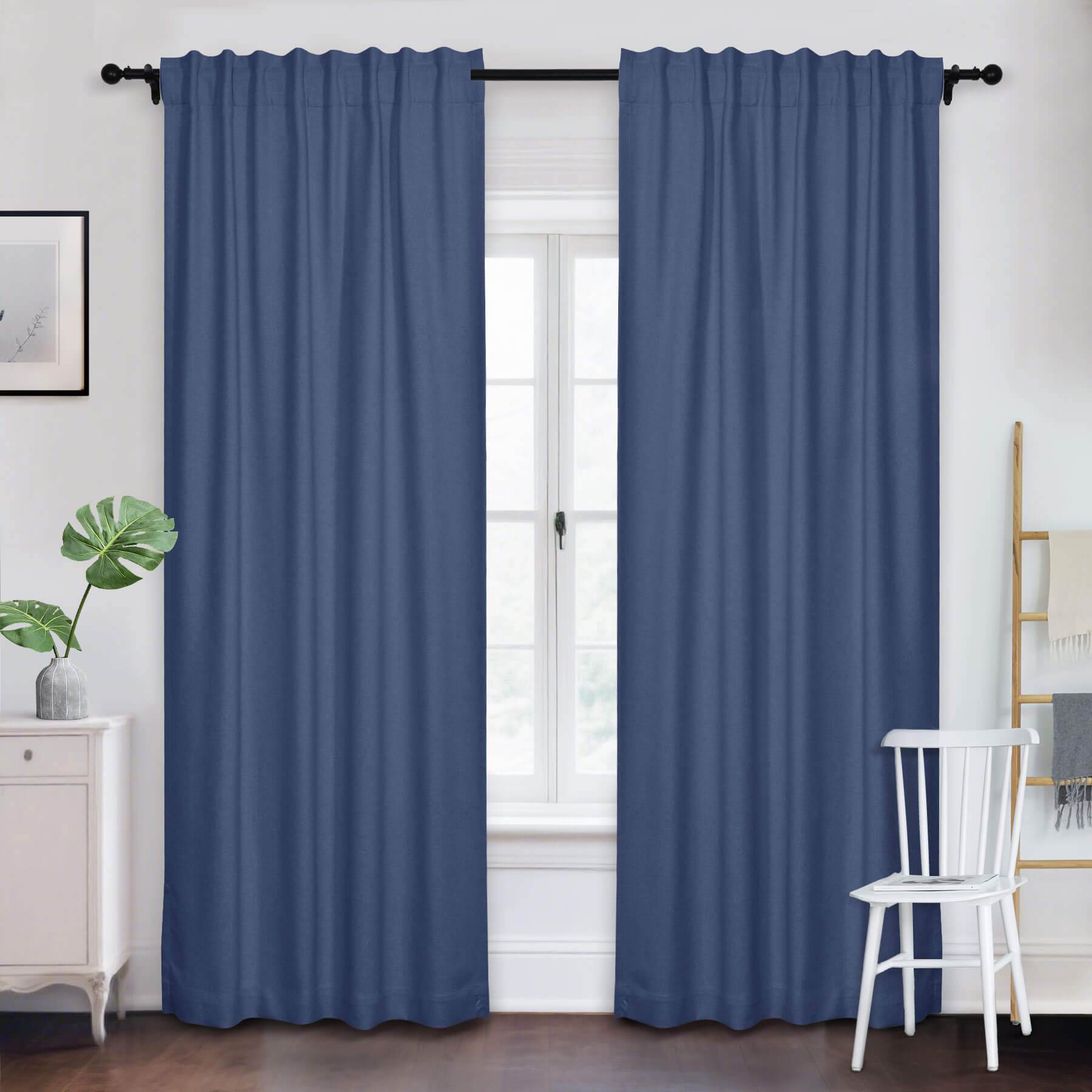 Frank Room Darkening Linen Blend Curtains Heavy Weight Thermal Blackout Drapes Back Tab & Rod Pocket - Cololeaf -- #07 Sand Beige