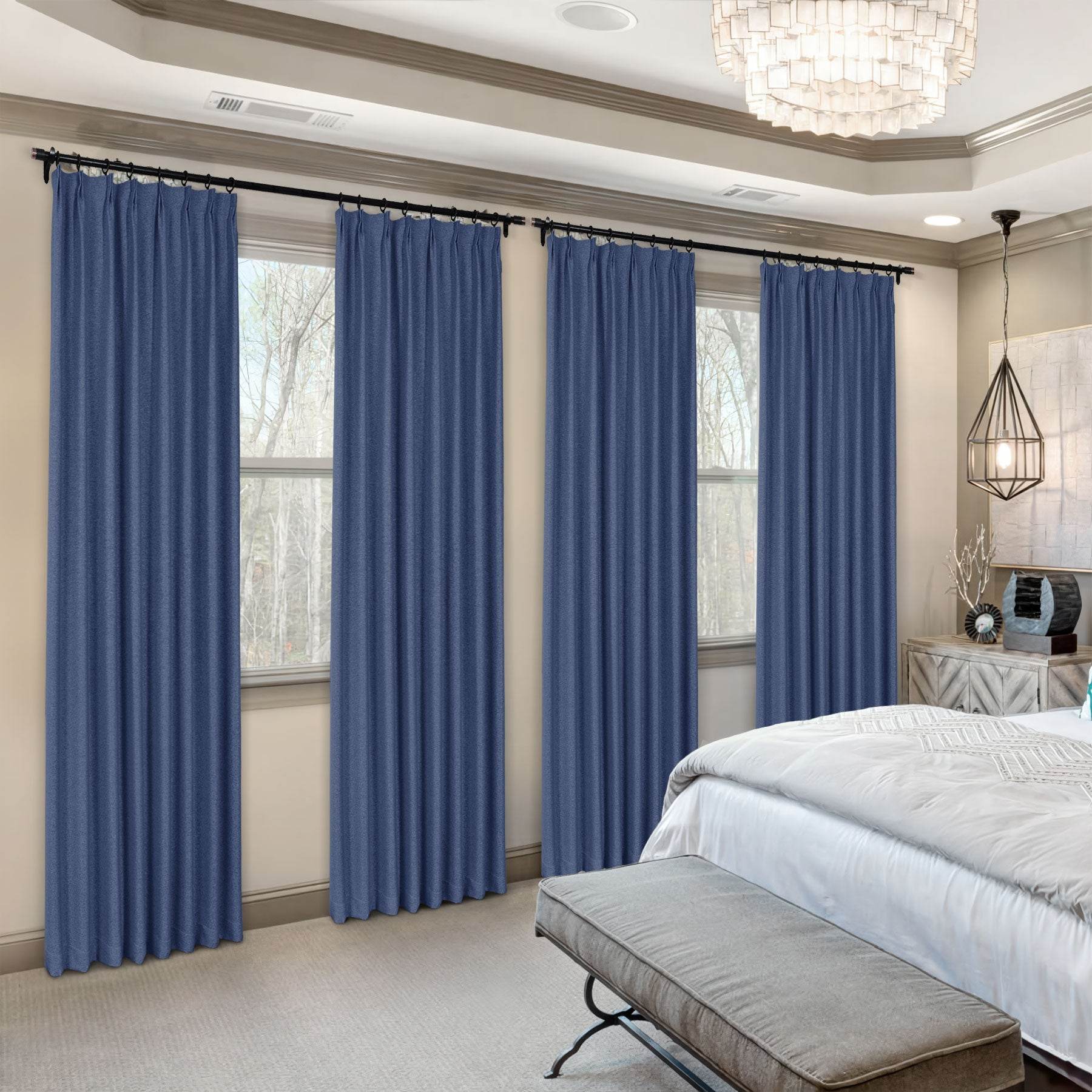 Frank Heavyweight Linen Blend Blackout Curtains - Thermal Insulated, Room Darkening, Pinch Pleat Drapes - Cololeaf