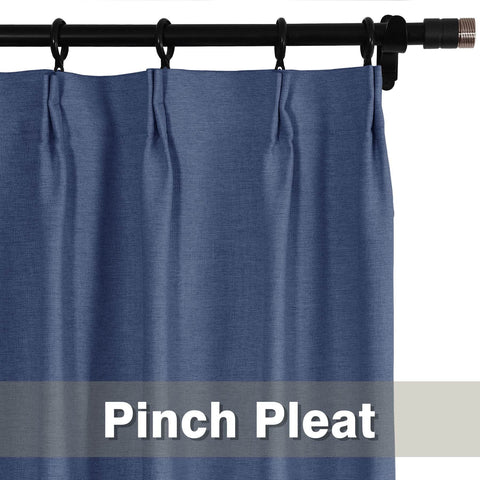 Frank Heavyweight Linen Blend Blackout Curtains - Thermal Insulated, Room Darkening, Pinch Pleat Drapes - Cololeaf