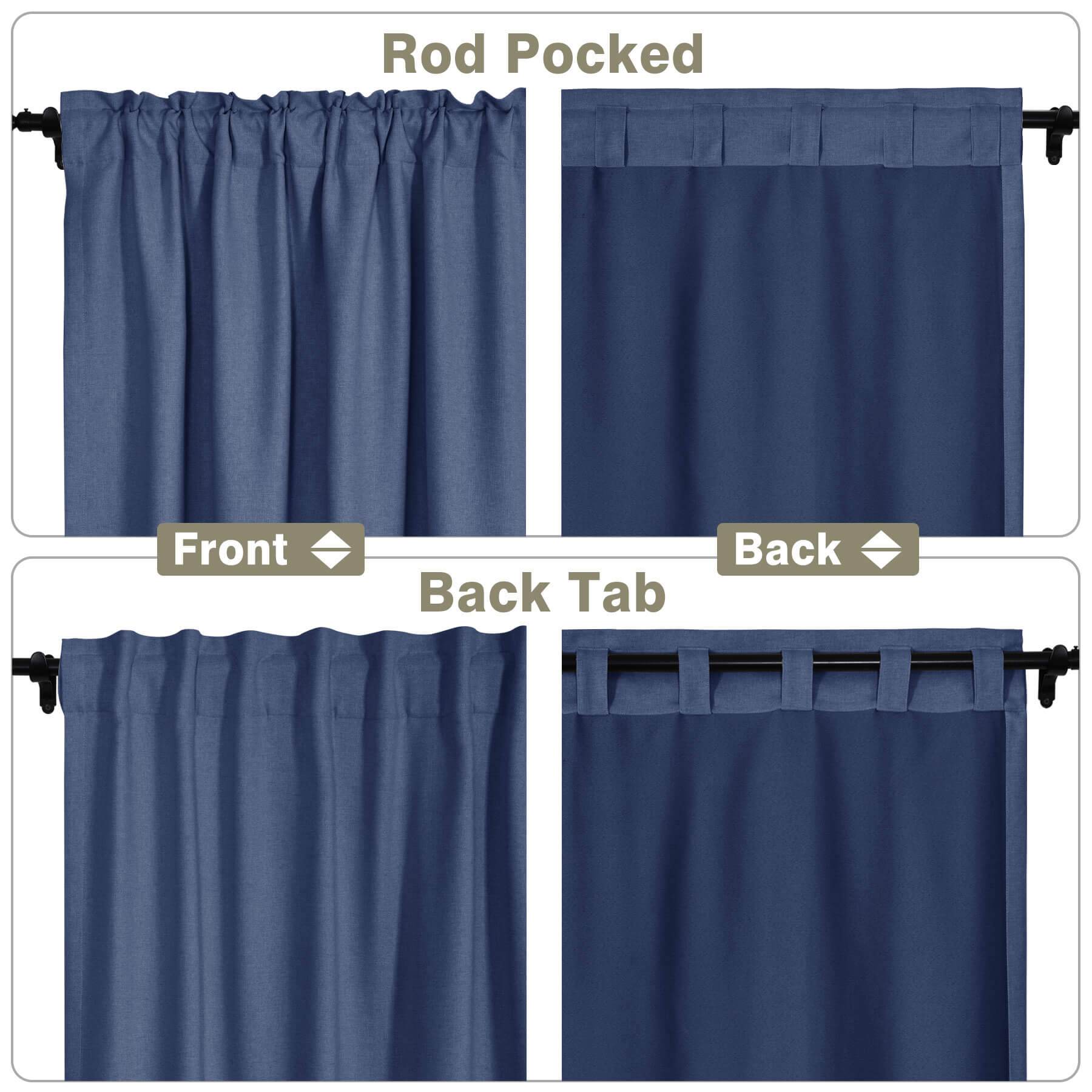 Frank Room Darkening Linen Blend Curtains Heavy Weight Thermal Blackout Drapes Back Tab & Rod Pocket - Cololeaf -- #07 Sand Beige