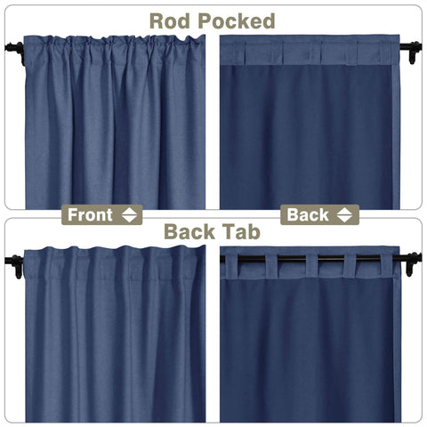Frank Room Darkening Linen Blend Curtains Heavy Weight Thermal Blackout Drapes Back Tab & Rod Pocket - Cololeaf -- #07 Sand Beige