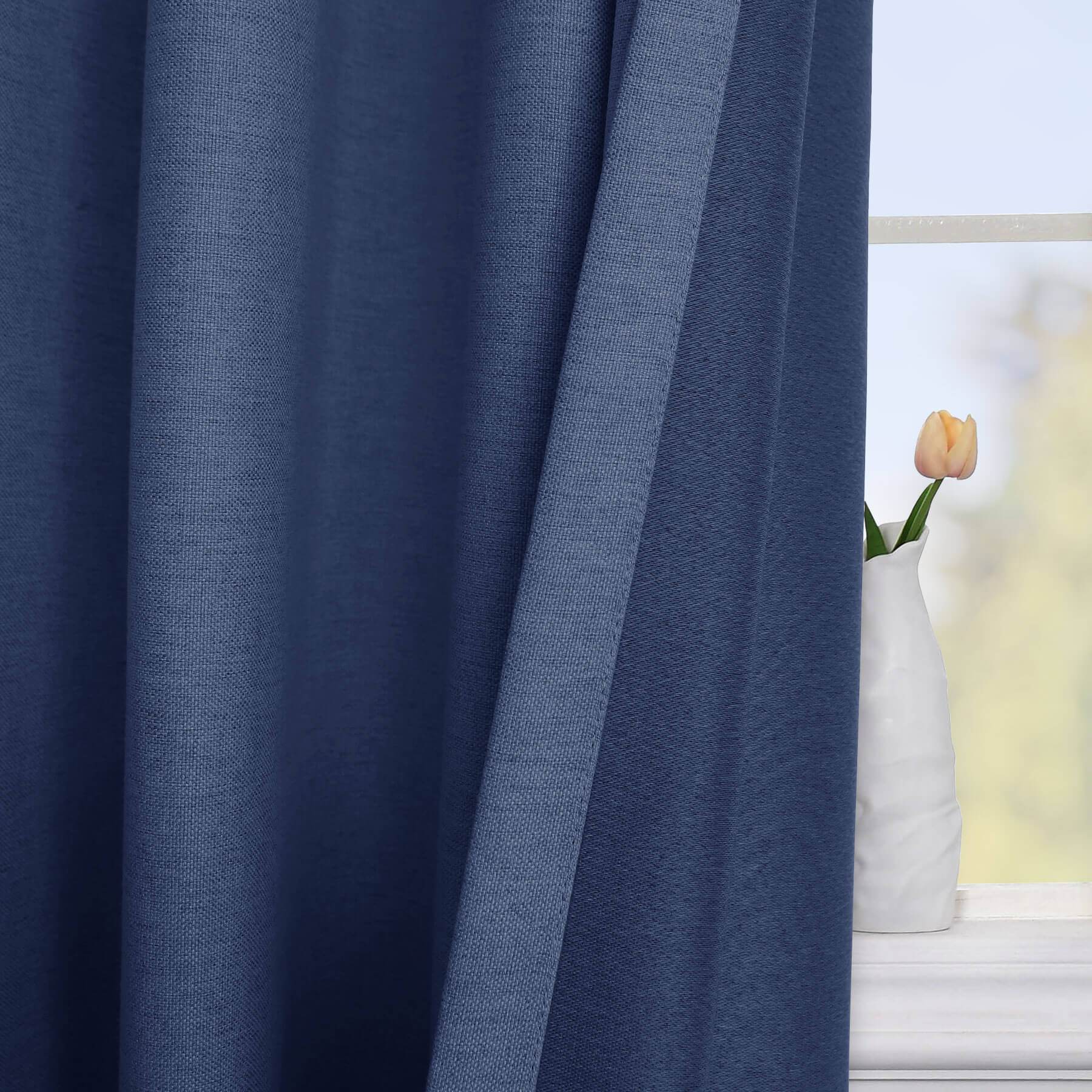 Frank Room Darkening Linen Blend Curtains Heavy Weight Thermal Blackout Drapes Grommet - Cololeaf -- #01 Ivory White