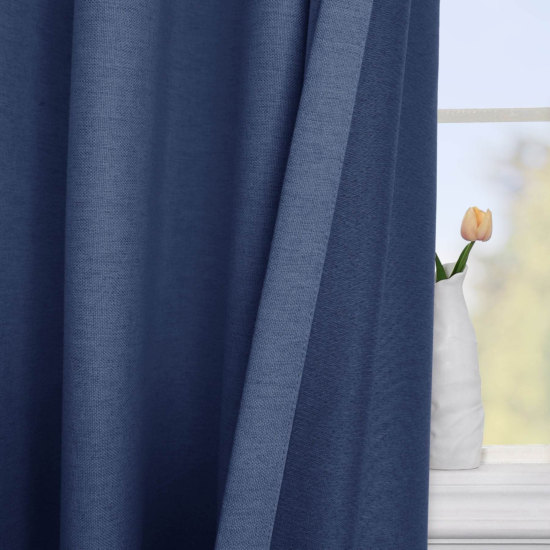Frank Heavyweight Linen Blend Blackout Curtains - Thermal Insulated, Room Darkening, Pinch Pleat Drapes - Cololeaf