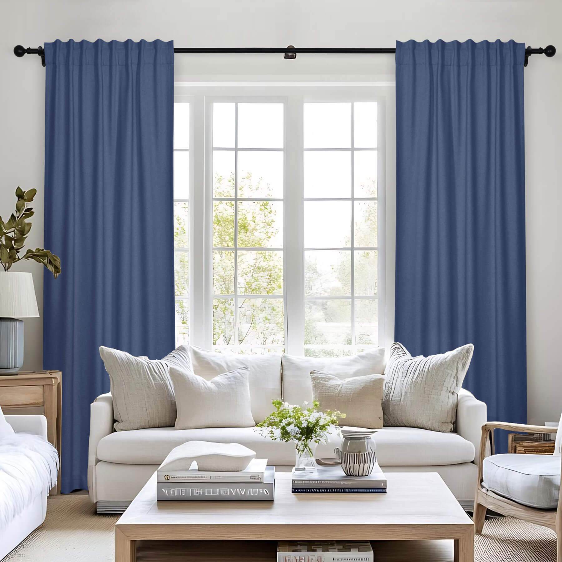 Frank Room Darkening Linen Blend Curtains Heavy Weight Thermal Blackout Drapes Back Tab & Rod Pocket - Cololeaf -- #07 Sand Beige