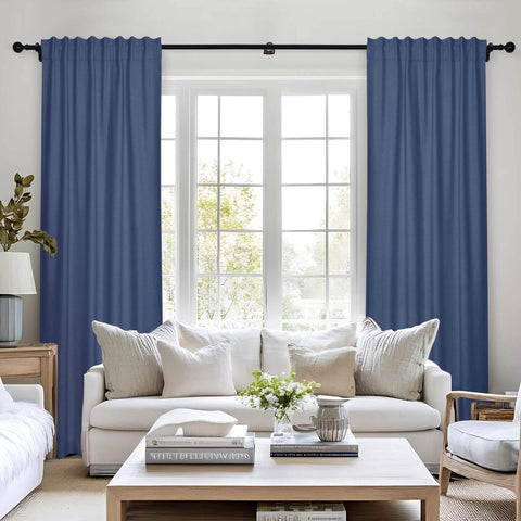 Frank Room Darkening Linen Blend Curtains Heavy Weight Thermal Blackout Drapes Back Tab & Rod Pocket - Cololeaf -- #07 Sand Beige