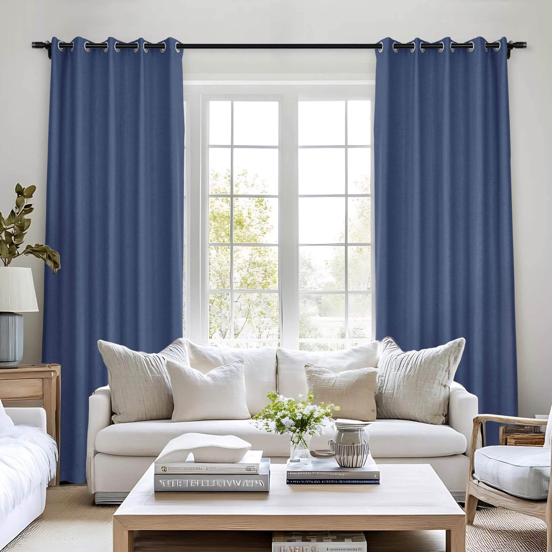 Frank Room Darkening Linen Blend Curtains Heavy Weight Thermal Blackout Drapes Grommet - Cololeaf -- #01 Ivory White