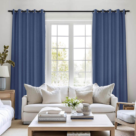 Frank Room Darkening Linen Blend Curtains Heavy Weight Thermal Blackout Drapes Grommet - Cololeaf -- #01 Ivory White