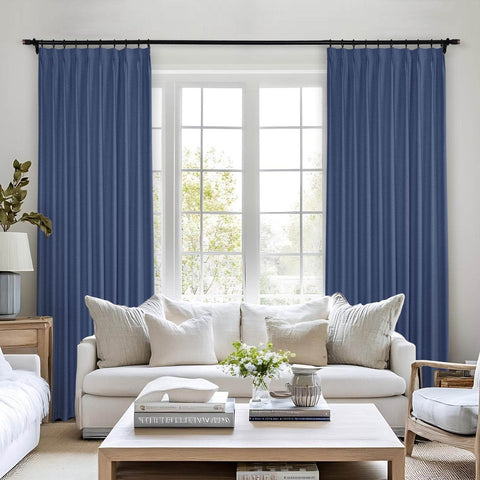 Frank Heavyweight Linen Blend Blackout Curtains - Thermal Insulated, Room Darkening, Pinch Pleat Drapes - Cololeaf