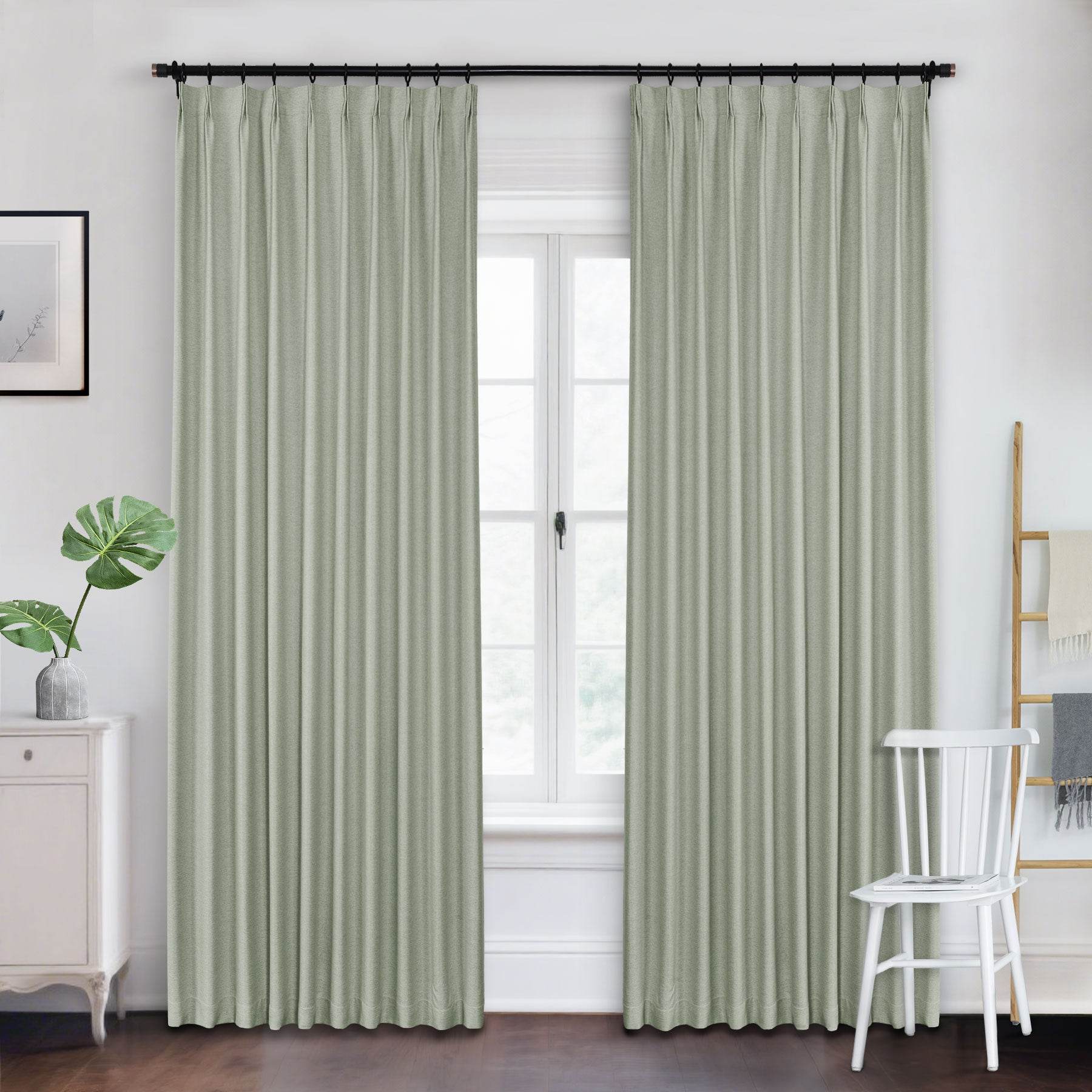Frank Heavyweight Linen Blend Blackout Curtains - Thermal Insulated, Room Darkening, Pinch Pleat Drapes - Cololeaf