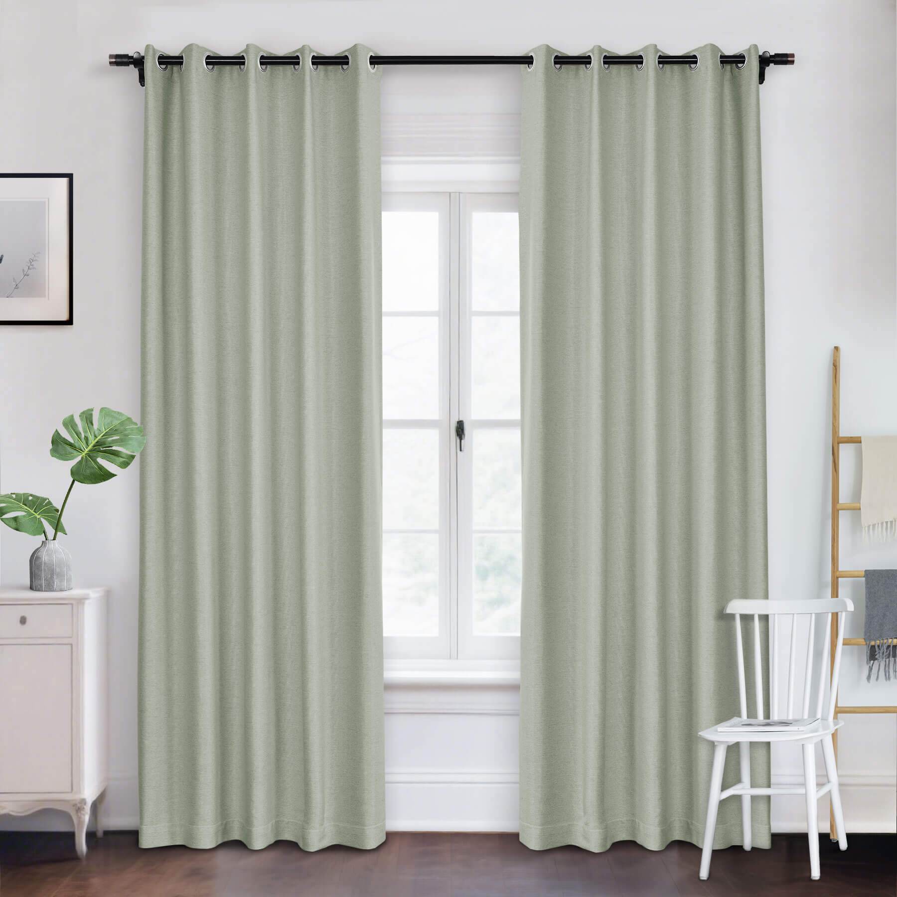 Frank Room Darkening Linen Blend Curtains Heavy Weight Thermal Blackout Drapes Grommet - Cololeaf -- #01 Ivory White