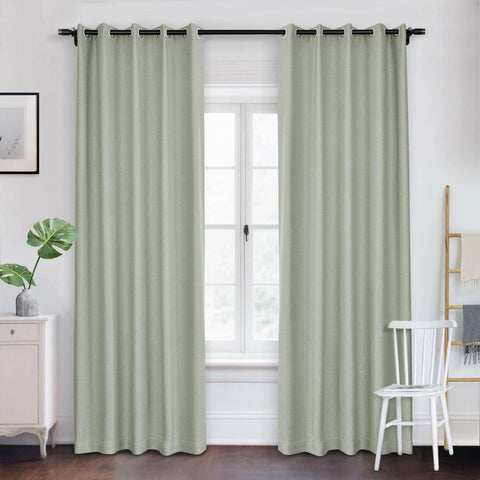 Frank Room Darkening Linen Blend Curtains Heavy Weight Thermal Blackout Drapes Grommet - Cololeaf -- #01 Ivory White