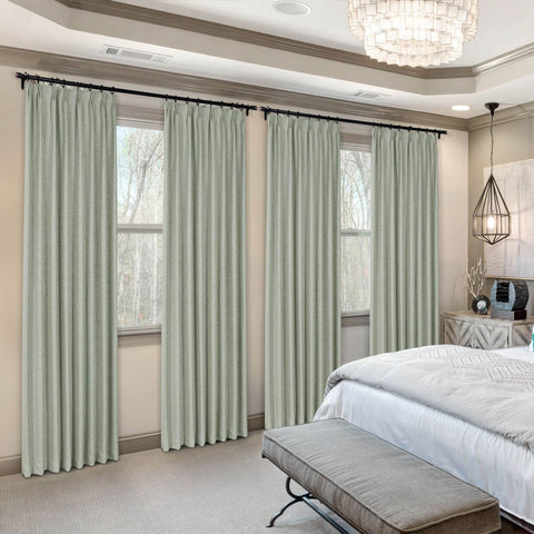 Frank Heavyweight Linen Blend Blackout Curtains - Thermal Insulated, Room Darkening, Pinch Pleat Drapes - Cololeaf