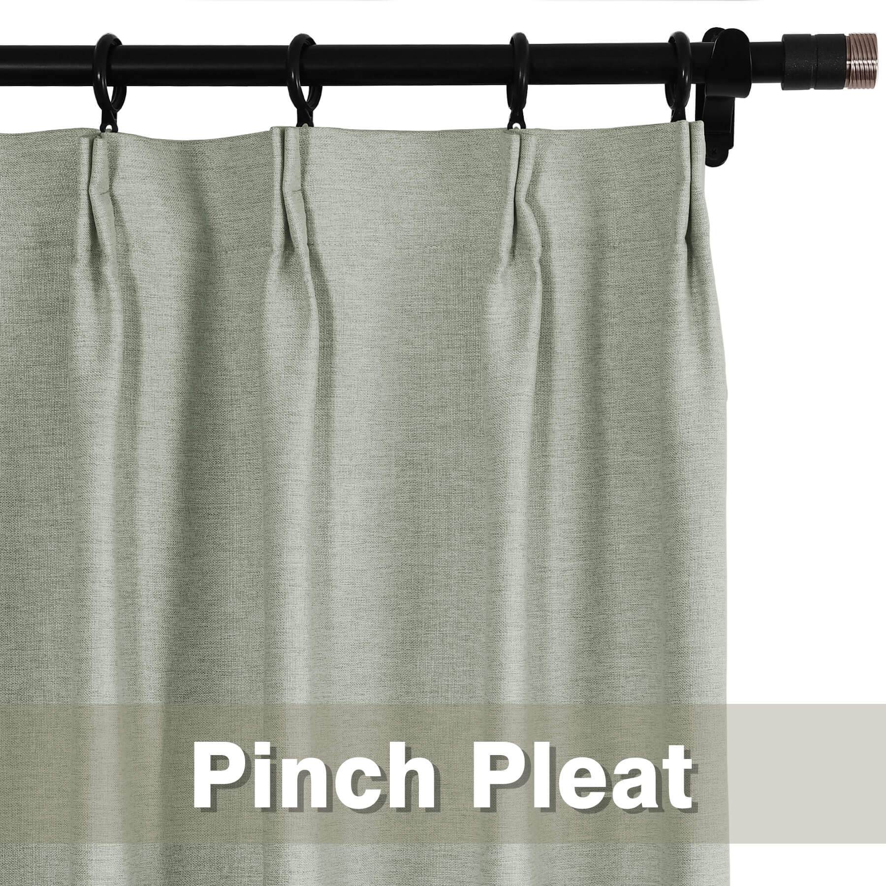 Frank Heavyweight Linen Blend Blackout Curtains - Thermal Insulated, Room Darkening, Pinch Pleat Drapes - Cololeaf -- #01 Ivory White