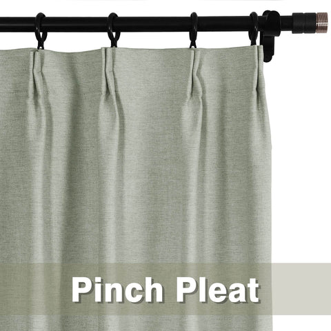 Frank Heavyweight Linen Blend Blackout Curtains - Thermal Insulated, Room Darkening, Pinch Pleat Drapes - Cololeaf