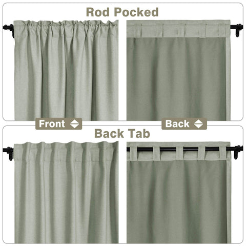 Frank Room Darkening Linen Blend Curtains Heavy Weight Thermal Blackout Drapes Back Tab & Rod Pocket - Cololeaf -- #07 Sand Beige