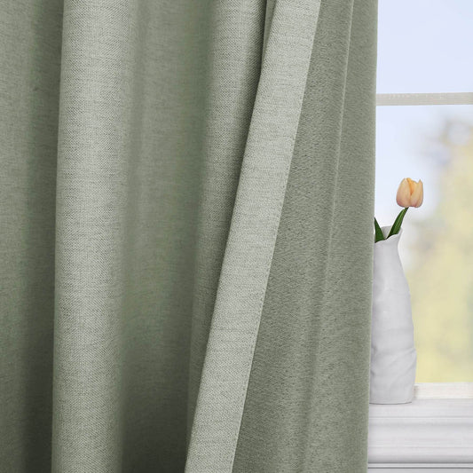 Frank Room Darkening Linen Blend Curtains Heavy Weight Thermal Blackout Drapes Back Tab & Rod Pocket - Cololeaf