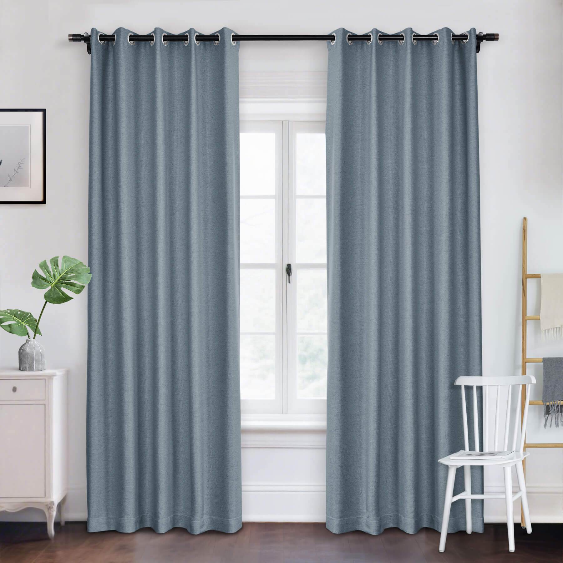 Frank Room Darkening Linen Blend Curtains Heavy Weight Thermal Blackout Drapes Grommet - Cololeaf -- #01 Ivory White