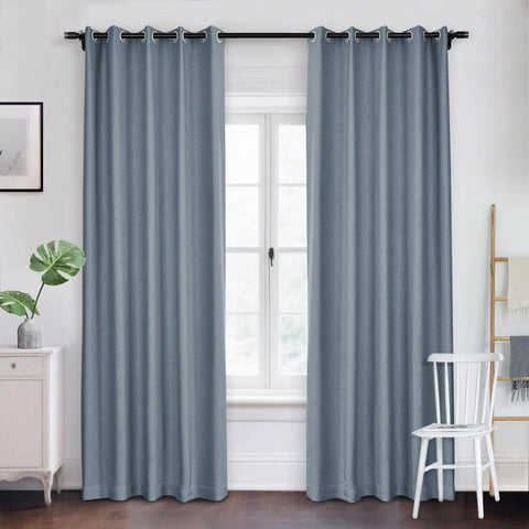 Frank Room Darkening Linen Blend Curtains Heavy Weight Thermal Blackout Drapes Grommet - Cololeaf -- #01 Ivory White