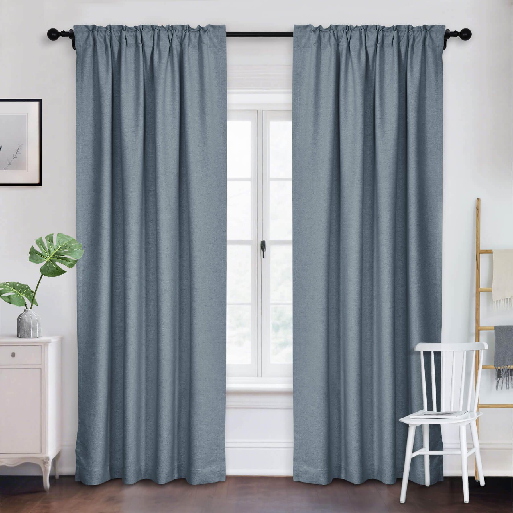 Frank Room Darkening Linen Blend Curtains Heavy Weight Thermal Blackout Drapes Back Tab & Rod Pocket - Cololeaf -- #07 Sand Beige
