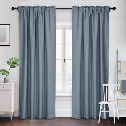 Frank Room Darkening Linen Blend Curtains Heavy Weight Thermal Blackout Drapes Back Tab & Rod Pocket - Cololeaf -- #07 Sand Beige
