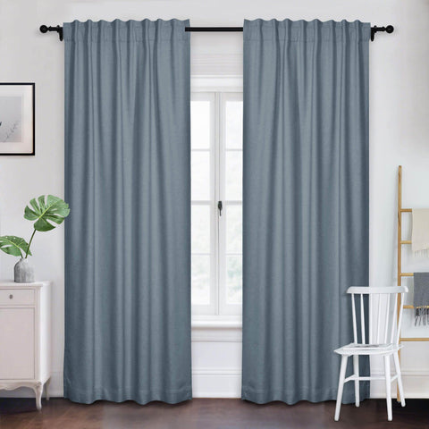 Frank Room Darkening Linen Blend Curtains Heavy Weight Thermal Blackout Drapes Back Tab & Rod Pocket - Cololeaf -- #07 Sand Beige