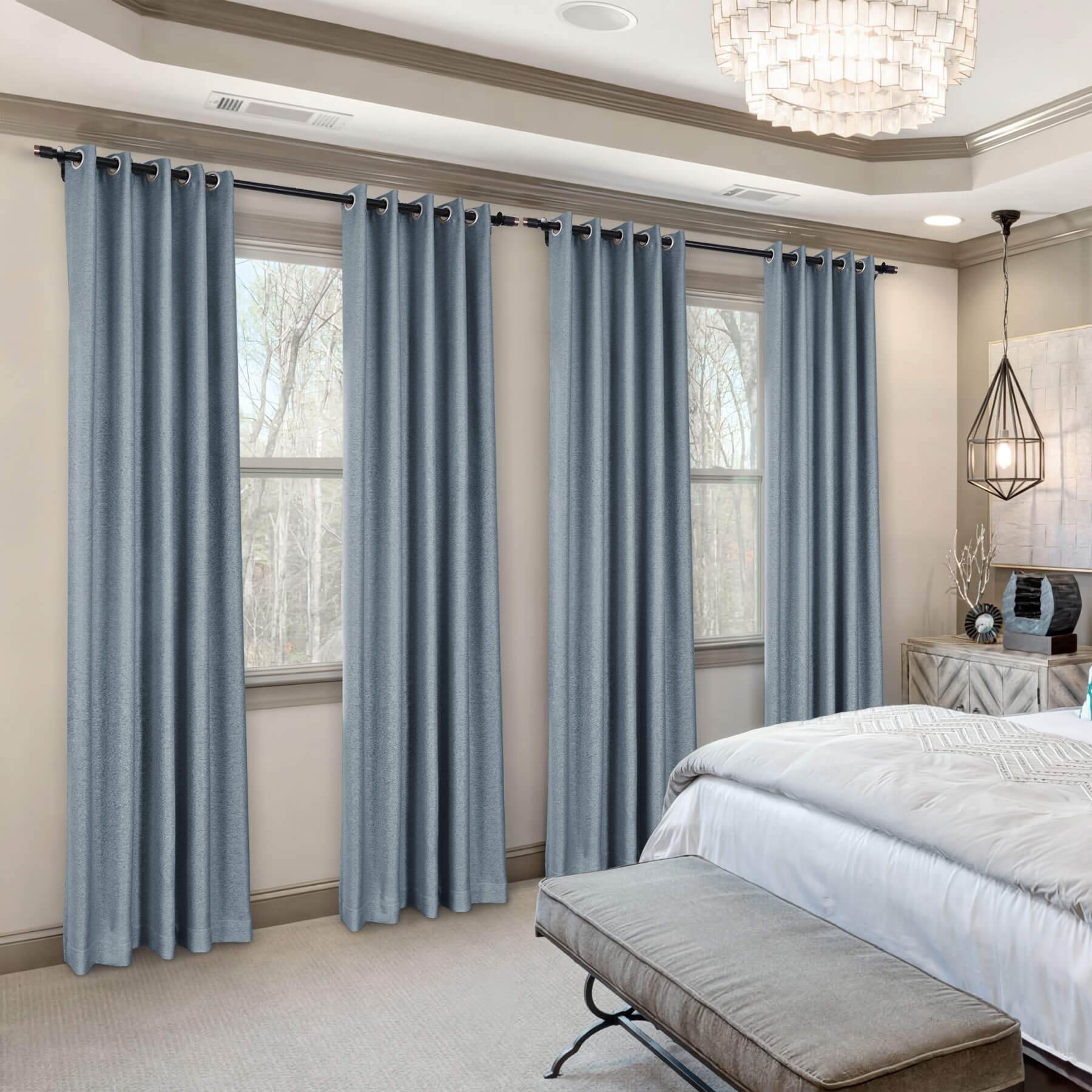 Frank Room Darkening Linen Blend Curtains Heavy Weight Thermal Blackout Drapes Grommet - Cololeaf -- #01 Ivory White