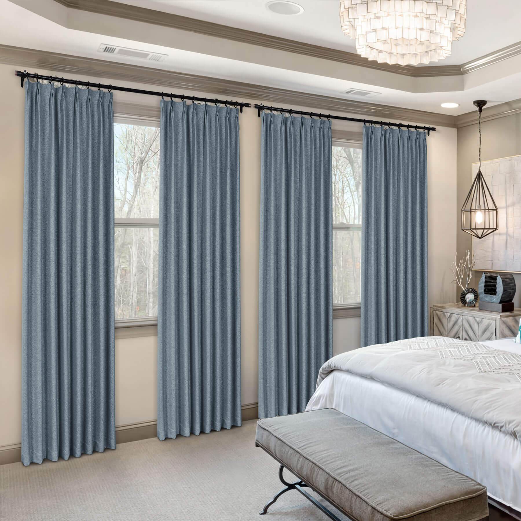 Frank Heavyweight Linen Blend Blackout Curtains - Thermal Insulated, Room Darkening, Pinch Pleat Drapes - Cololeaf -- #01 Ivory White
