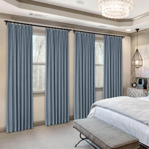 Frank Heavyweight Linen Blend Blackout Curtains - Thermal Insulated, Room Darkening, Pinch Pleat Drapes - Cololeaf -- #01 Ivory White