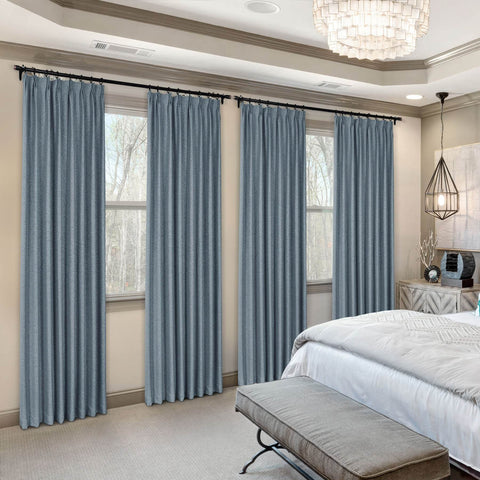 Frank Heavyweight Linen Blend Blackout Curtains - Thermal Insulated, Room Darkening, Pinch Pleat Drapes - Cololeaf