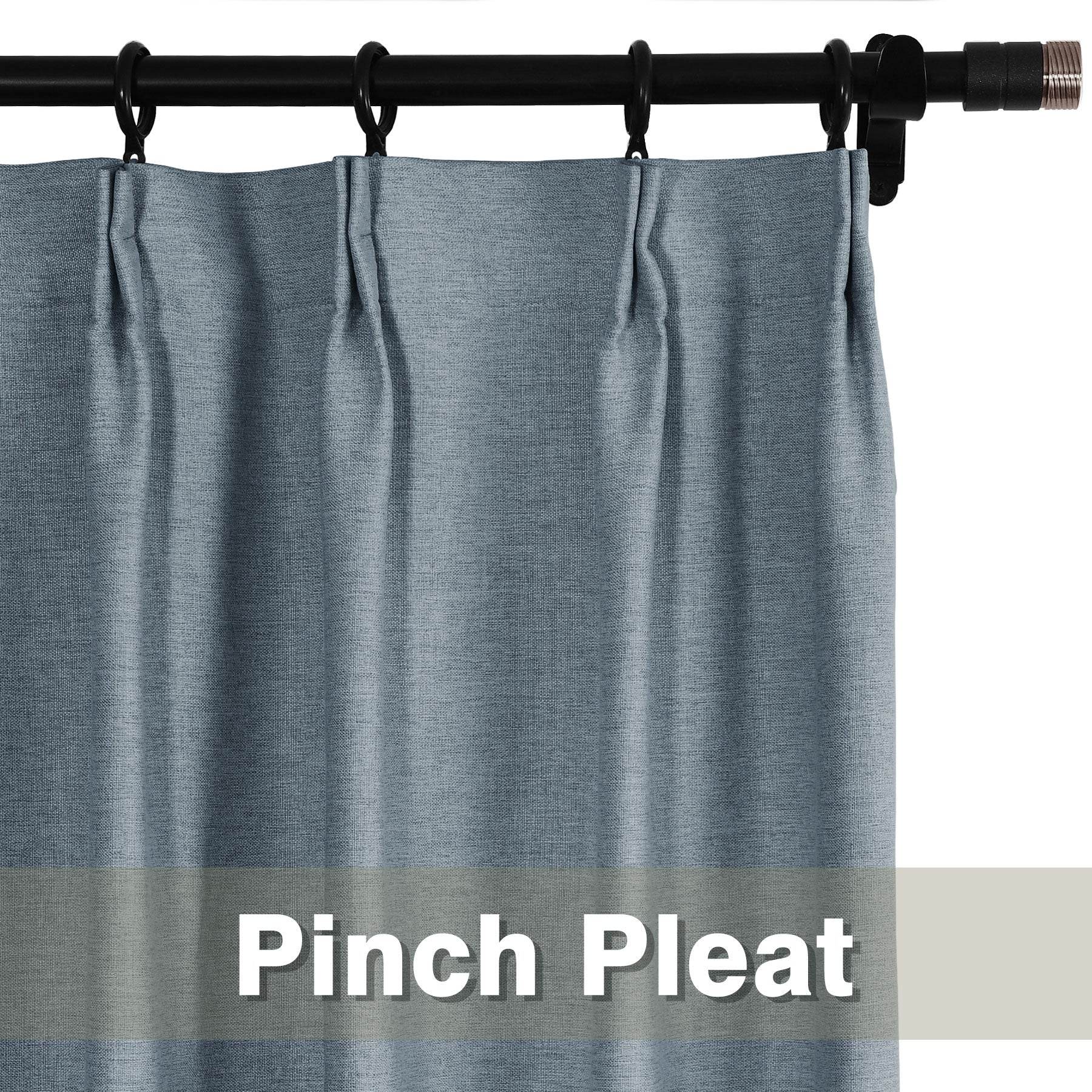 Frank Heavyweight Linen Blend Blackout Curtains - Thermal Insulated, Room Darkening, Pinch Pleat Drapes - Cololeaf