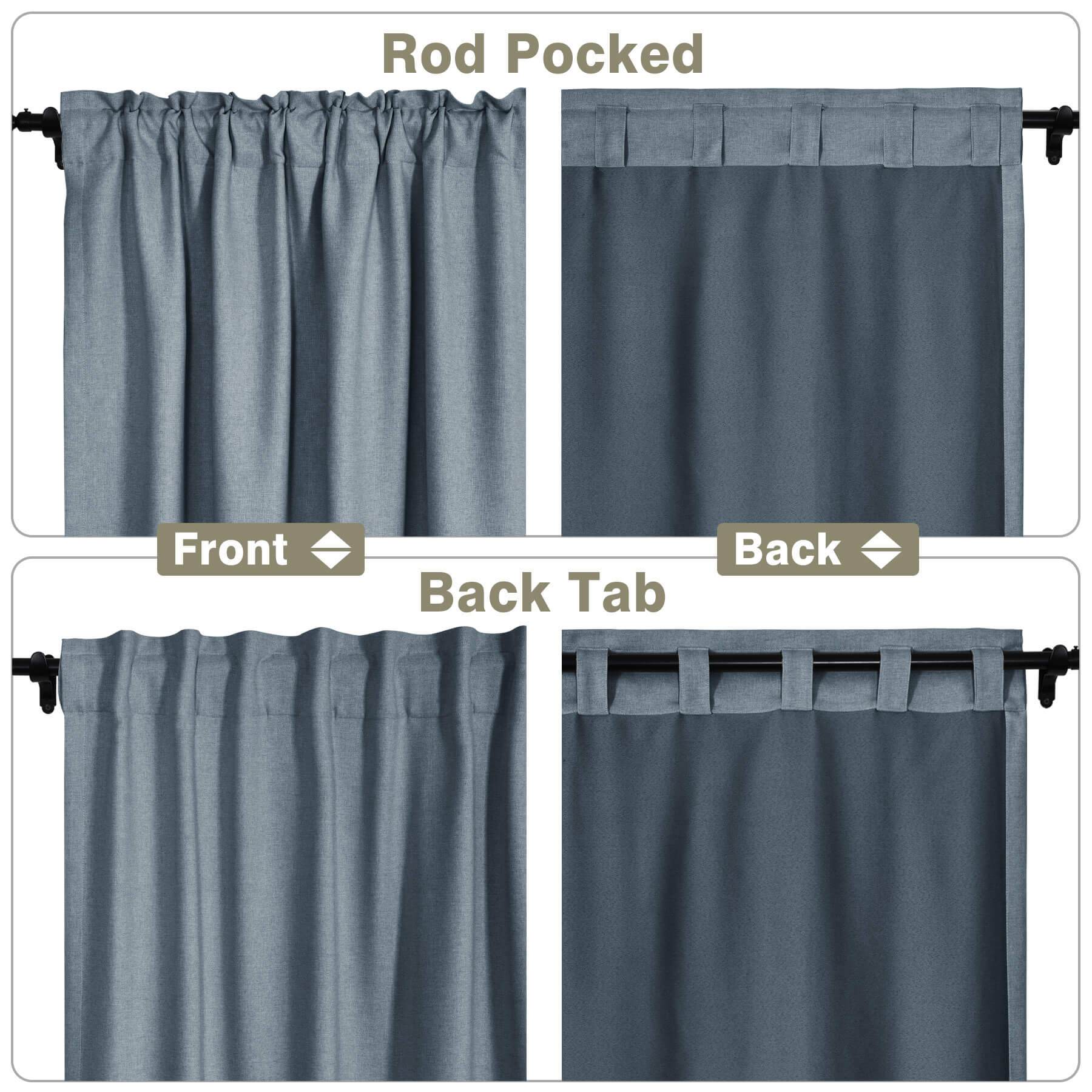 Frank Room Darkening Linen Blend Curtains Heavy Weight Thermal Blackout Drapes Back Tab & Rod Pocket - Cololeaf -- #07 Sand Beige
