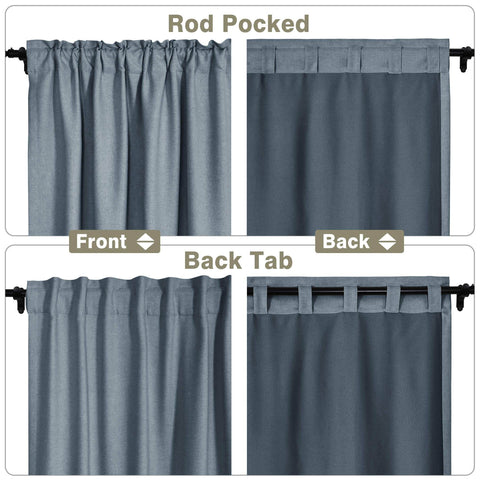 Frank Room Darkening Linen Blend Curtains Heavy Weight Thermal Blackout Drapes Back Tab & Rod Pocket - Cololeaf -- #07 Sand Beige