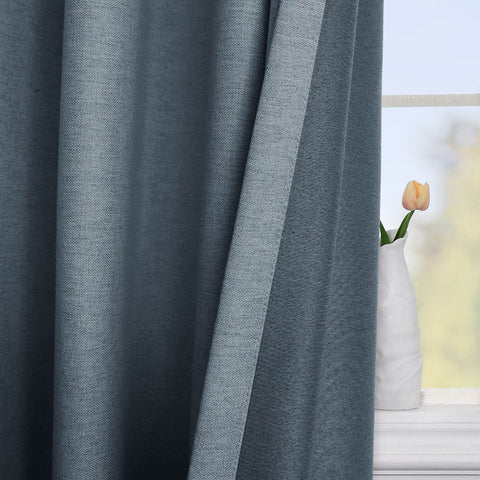 Frank Heavyweight Linen Blend Blackout Curtains - Thermal Insulated, Room Darkening, Pinch Pleat Drapes - Cololeaf