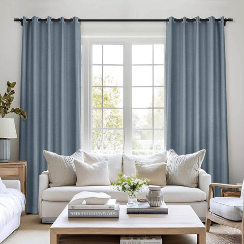 Frank Room Darkening Linen Blend Curtains Heavy Weight Thermal Blackout Drapes Grommet - Cololeaf -- #01 Ivory White