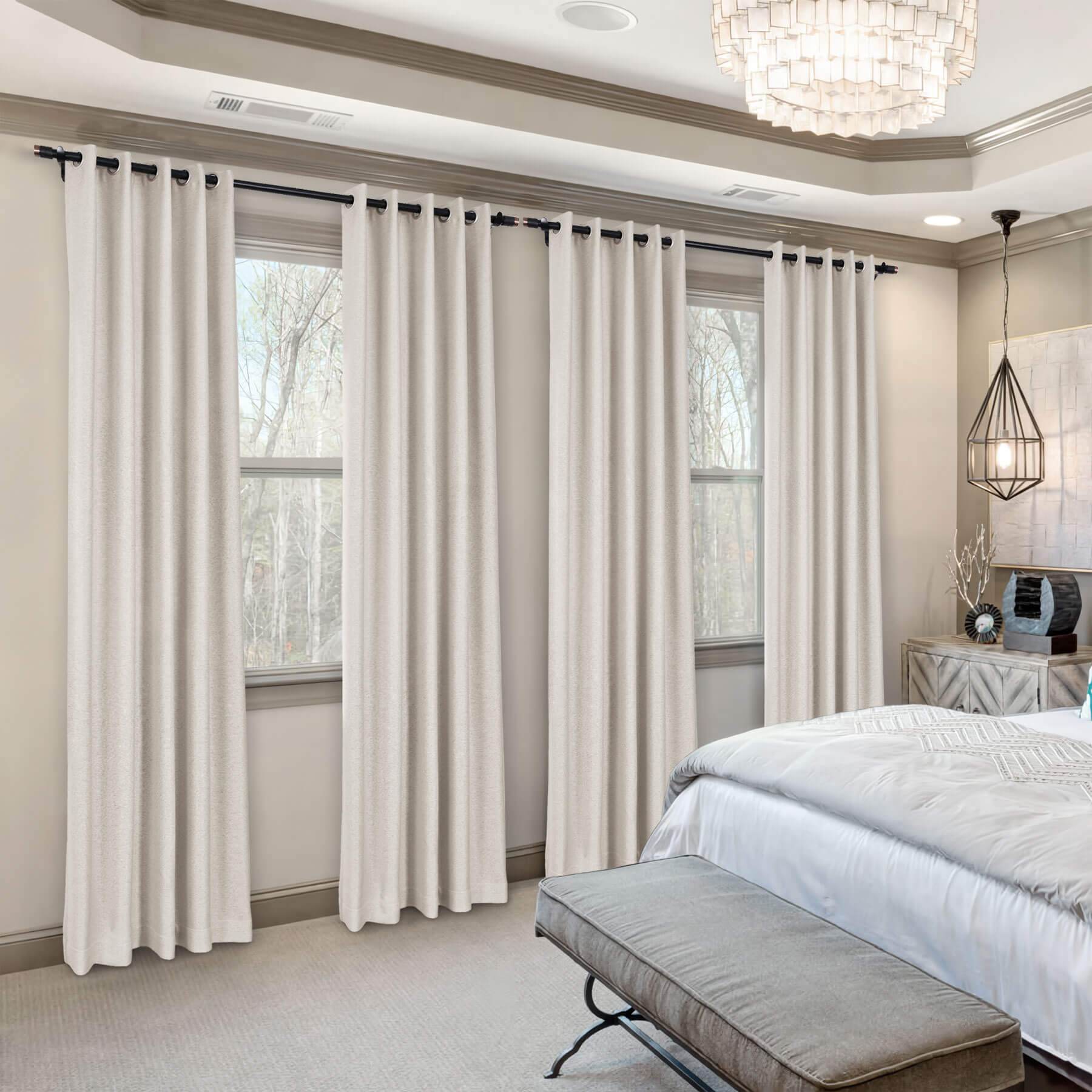 Frank Room Darkening Linen Blend Curtains Heavy Weight Thermal Blackout Drapes Grommet - Cololeaf -- #01 Ivory White