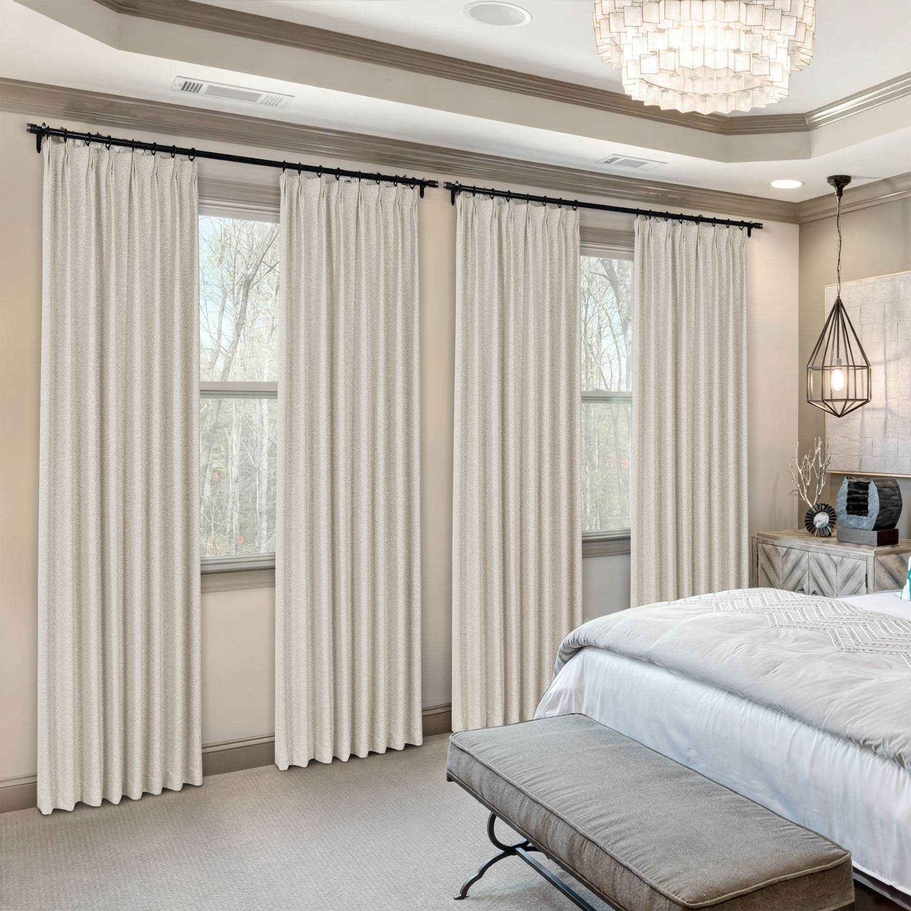 Frank Heavyweight Linen Blend Blackout Curtains - Thermal Insulated, Room Darkening, Pinch Pleat Drapes - Cololeaf
