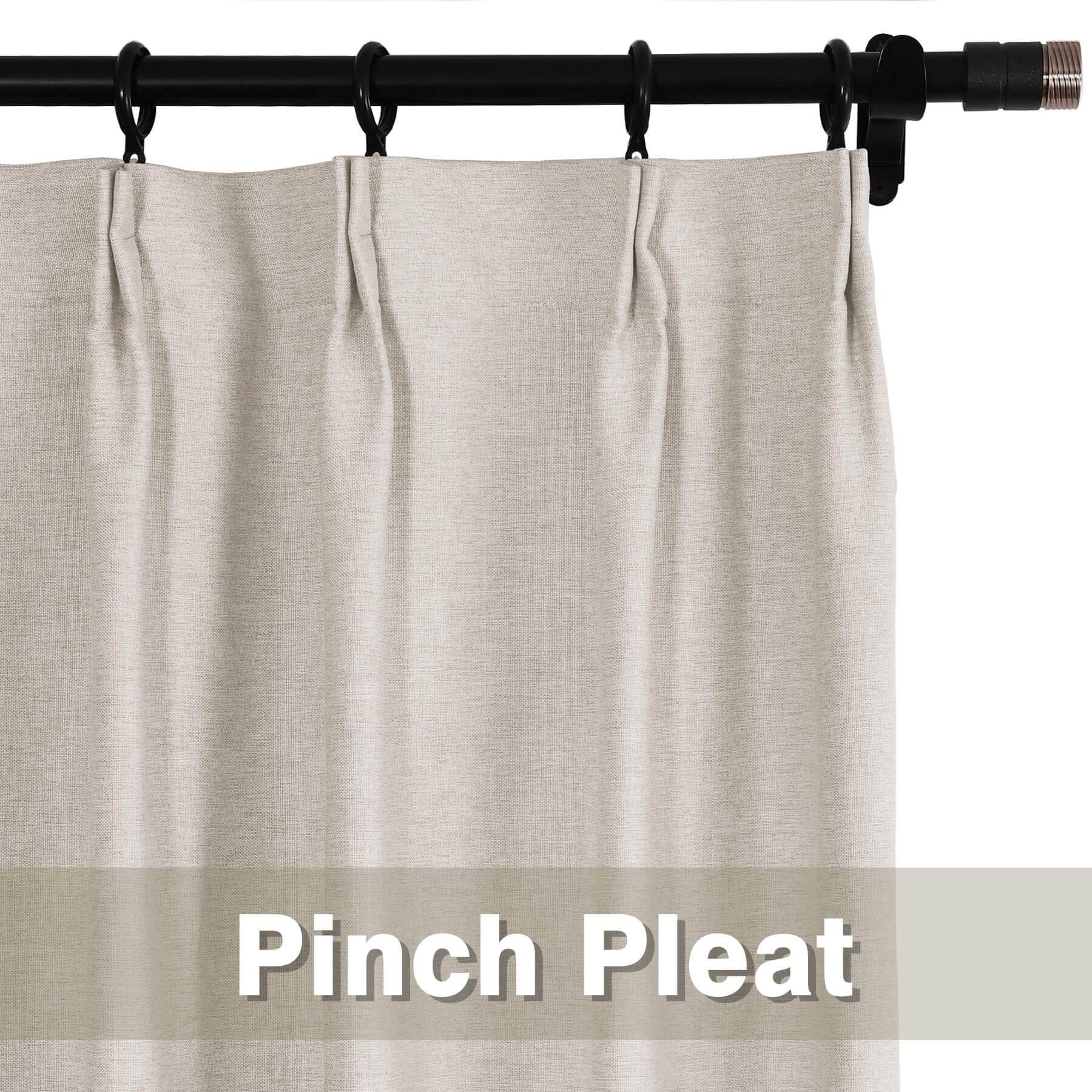 Frank Heavyweight Linen Blend Blackout Curtains - Thermal Insulated, Room Darkening, Pinch Pleat Drapes - Cololeaf -- #01 Ivory White