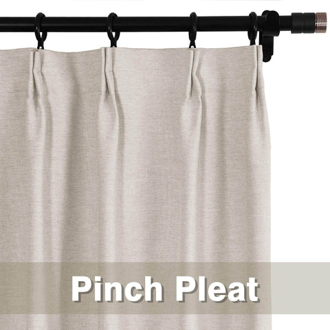 Frank Heavyweight Linen Blend Blackout Curtains - Thermal Insulated, Room Darkening, Pinch Pleat Drapes - Cololeaf -- #01 Ivory White