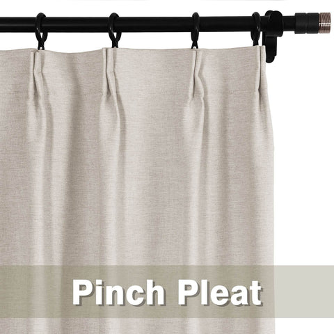 Frank Heavyweight Linen Blend Blackout Curtains - Thermal Insulated, Room Darkening, Pinch Pleat Drapes - Cololeaf