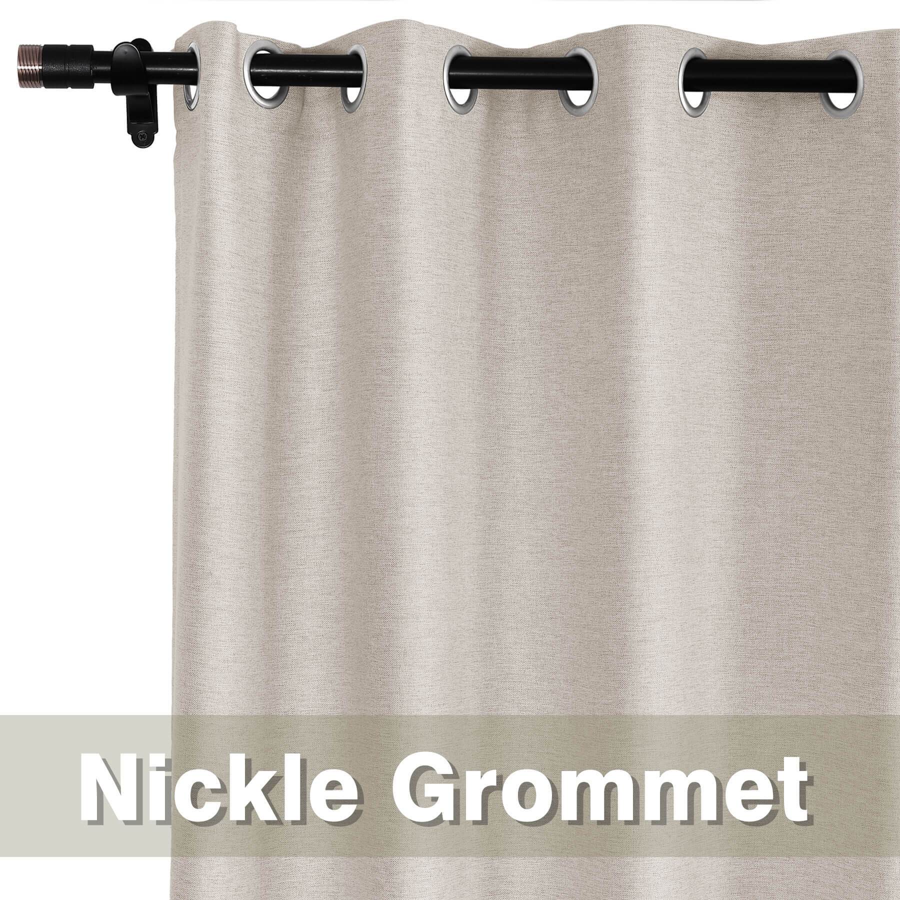 Frank Room Darkening Linen Blend Curtains Heavy Weight Thermal Blackout Drapes Grommet - Cololeaf -- #01 Ivory White