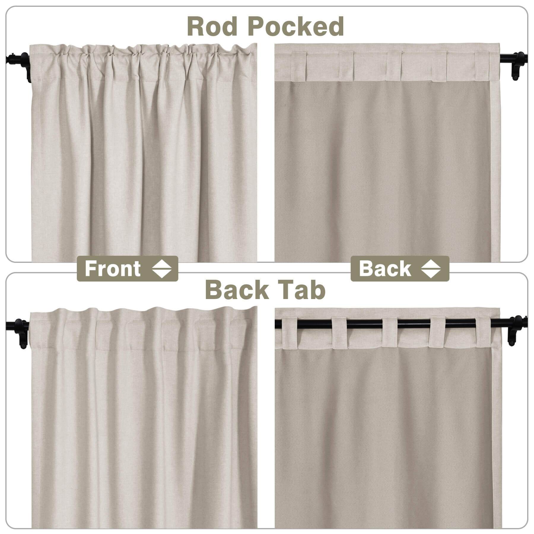 Frank Room Darkening Linen Blend Curtains Heavy Weight Thermal Blackout Drapes Back Tab & Rod Pocket - Cololeaf -- #07 Sand Beige